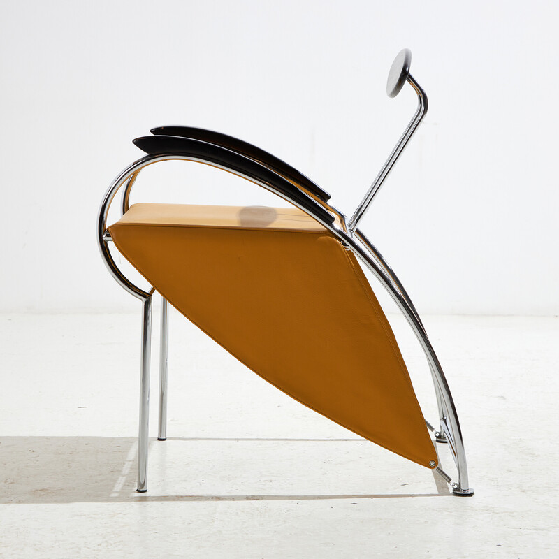 Vintage "Notorious" chair in chrome steel and leather by Massimo Losa Ghini for Moroso, 1980