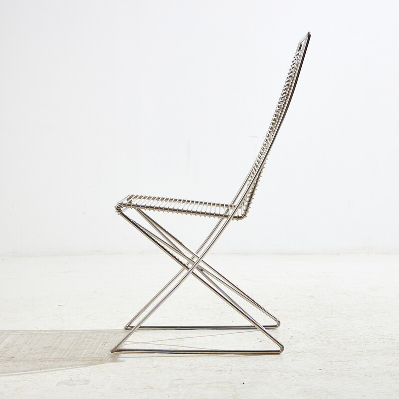 Vintage "Kreuzschwinger" steel chair by Till Behrens for Schlubach, 1980