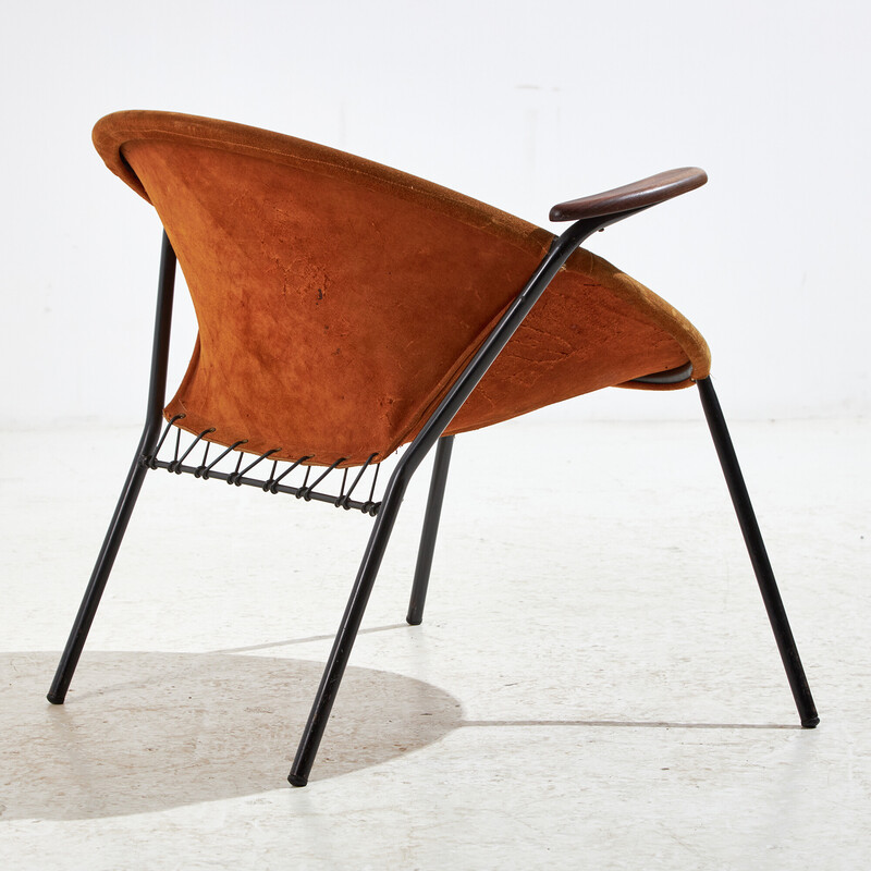 Vintage "Ballon" armchair in metal and leather by Hans Olsen for Lea Design, 1960