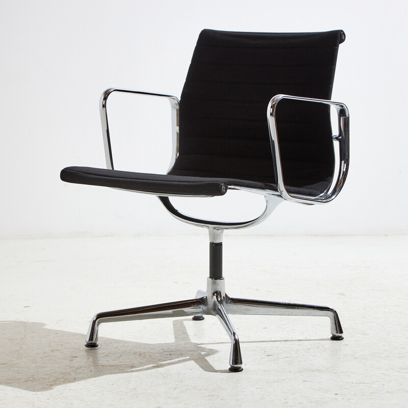 Vintage-Bürosessel Modell EA108 aus Chromstahl und Textil von Charles und Ray Eames für Vitra, 1950