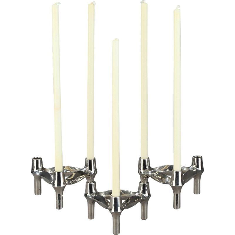 Set of 3 BMF modular candleholders - 1970s