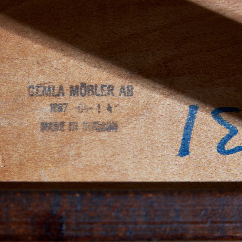 Fauteuils vintage en hêtre massif laqué et cuir pour Gemla Möbler, Suède 1980