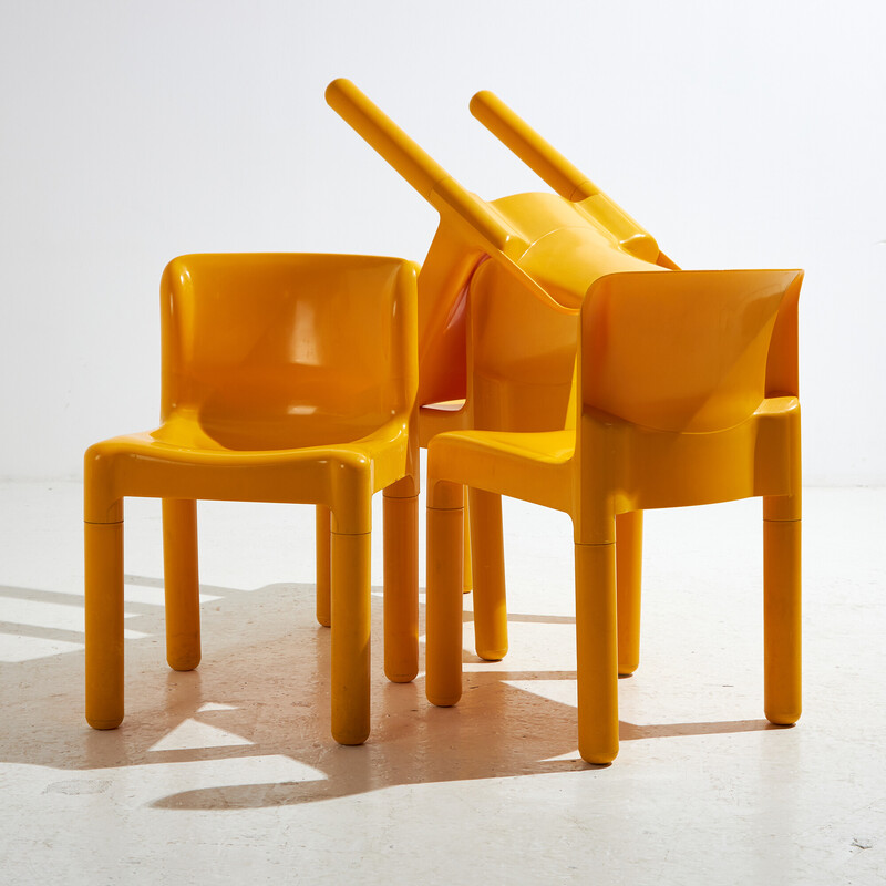 Vintage model 4875 plastic chairs by Carlo Bartoli for Kartell, Italy 1970