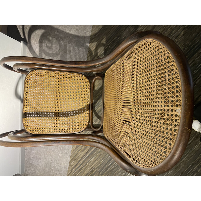 Fauteuil à bascule vintage à corde pour Thonet, Tchécoslovaquie 1920