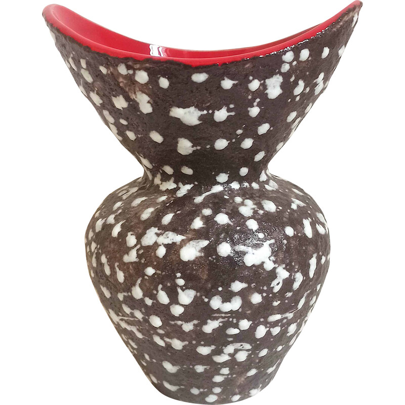 Vase vintage en céramique Fat Lava noir et blanc pour Vallauris, 1950