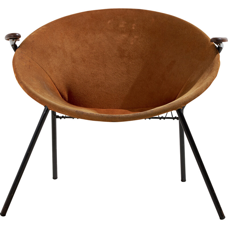 Vintage "Ballon" armchair in metal and leather by Hans Olsen for Lea Design, 1960