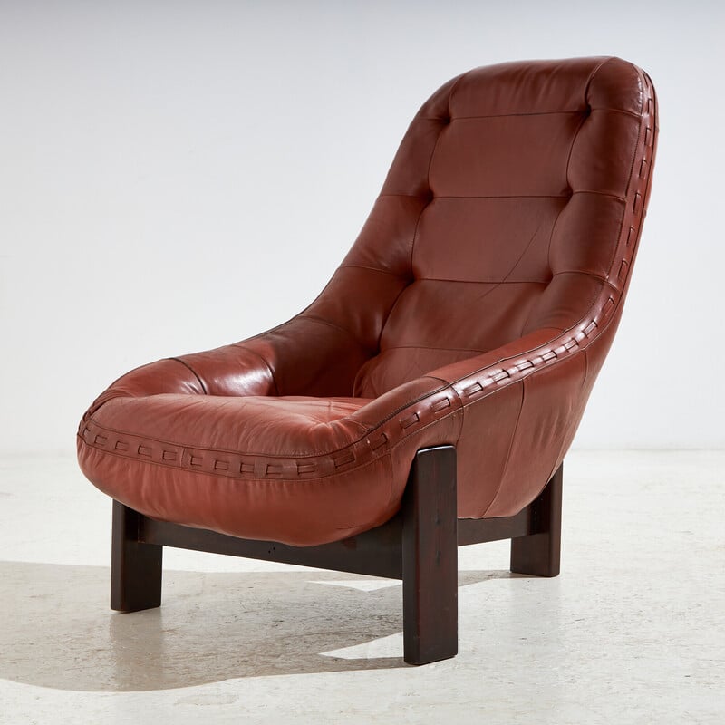 Vintage lounge chair in Brazilian leather by Jean Gillon for Probel, 1960