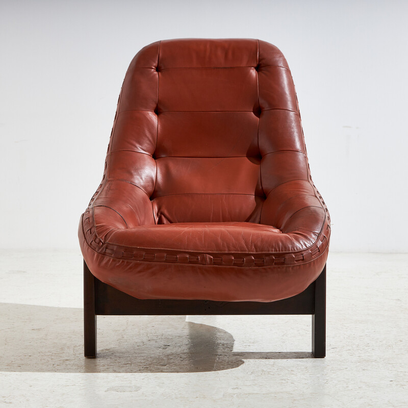 Vintage lounge chair in Brazilian leather by Jean Gillon for Probel, 1960