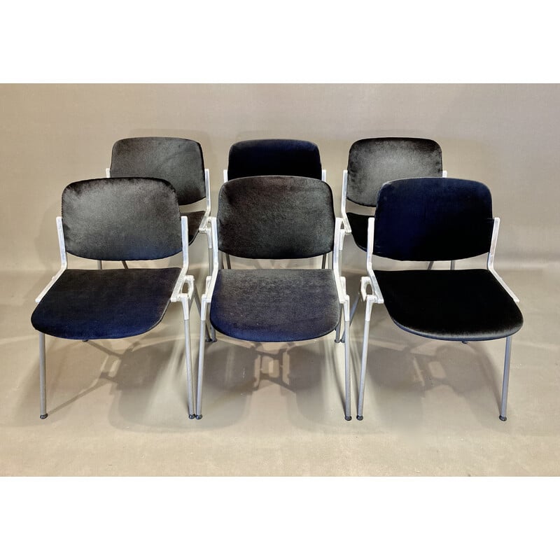 Set aus 6 Vintage-Stühlen aus Aluminium und Metall von Giancarlo Piretti für Castelli, 1960