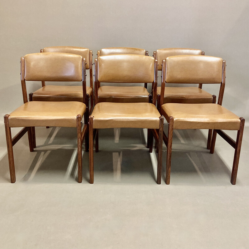 Conjunto de 6 cadeiras vintage em pau-rosa, 1950