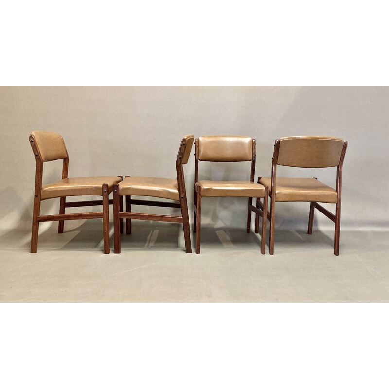 Set of 6 vintage rosewood chairs, 1950
