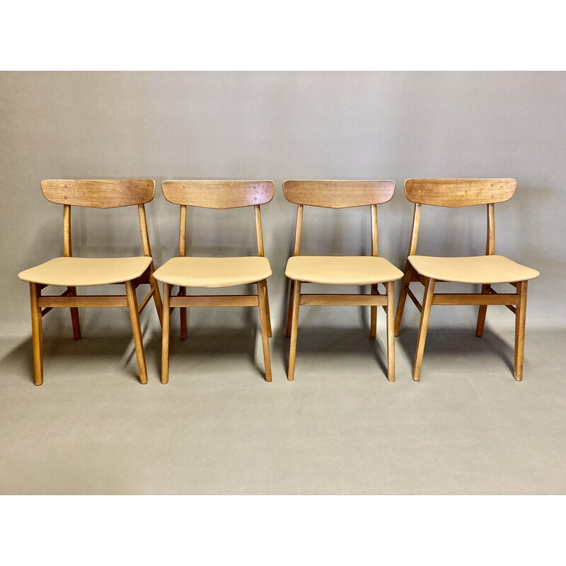 Conjunto de 4 cadeiras vintage em teca, 1950