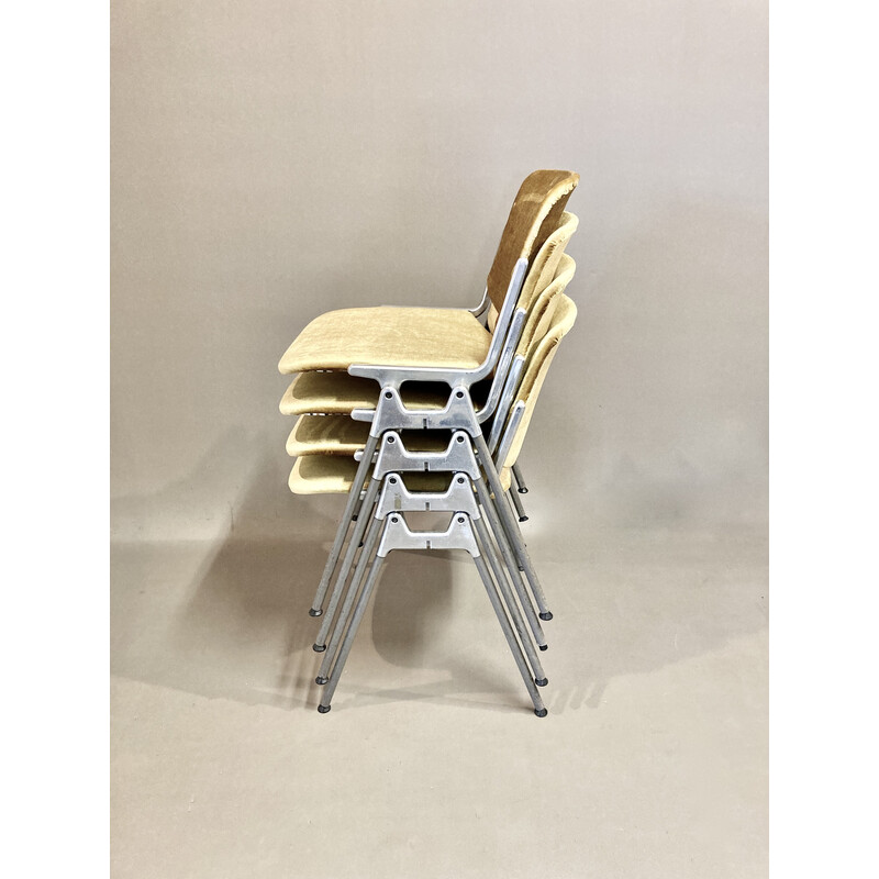 Juego de 4 sillas vintage de aluminio y metal de Giancarlo Piretti para Castelli, 1950