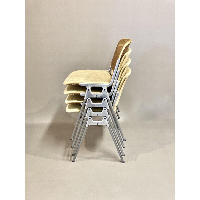 Set of 4 vintage aluminum and metal chairs by Giancarlo Piretti for Castelli, 1950