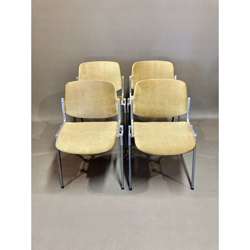 Satz von 4 Vintage-Stühlen aus Aluminium und Metall von Giancarlo Piretti für Castelli, 1950