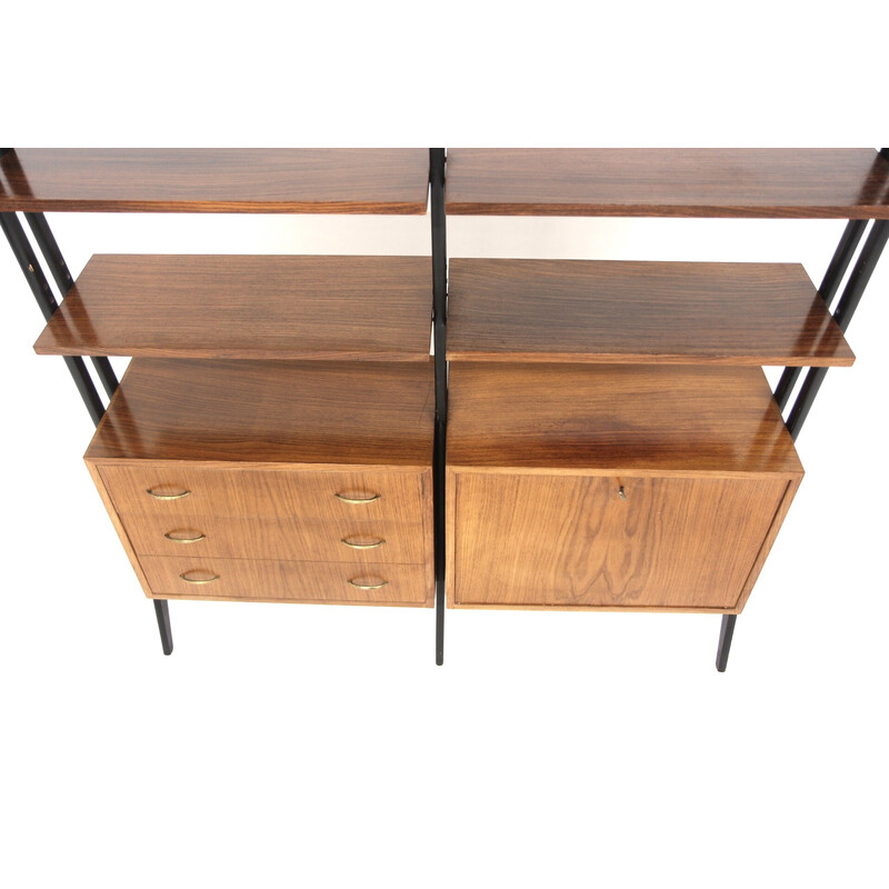 Vintage mahogany and metal bookcase, Sweden 1950
