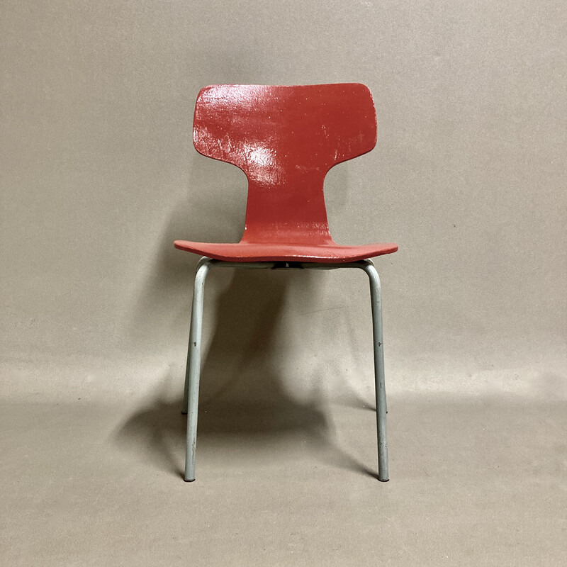 Cadeiras de criança vintage em madeira e metal de Arne Jacobsen para Fritz Hansen, 1960