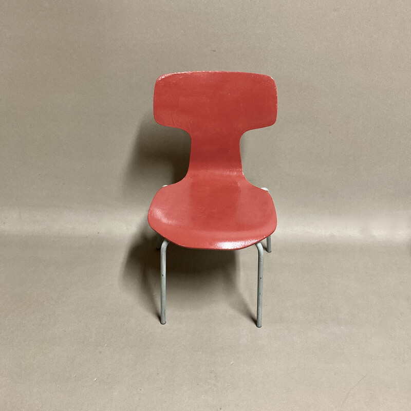 Vintage-Stühle Kindermodell aus Holz und Metall von Arne Jacobsen für Fritz Hansen, 1960