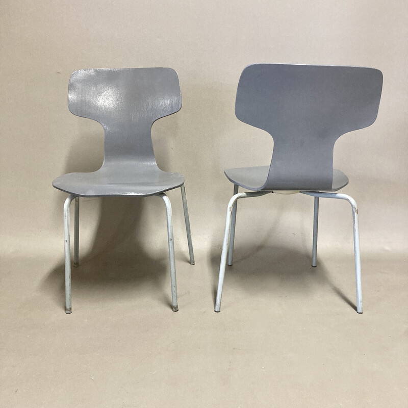 Cadeiras de criança vintage em madeira e metal de Arne Jacobsen" para Fritz Hansen