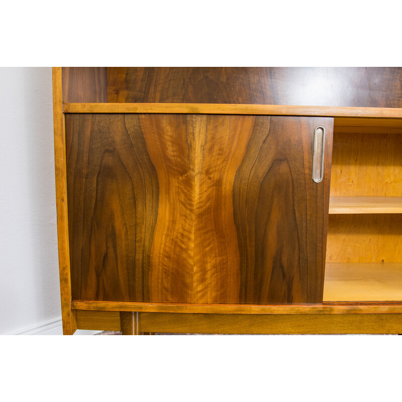 Vintage walnut veneer display cabinet for Bytomskie Furniture Factories, Poland 1960