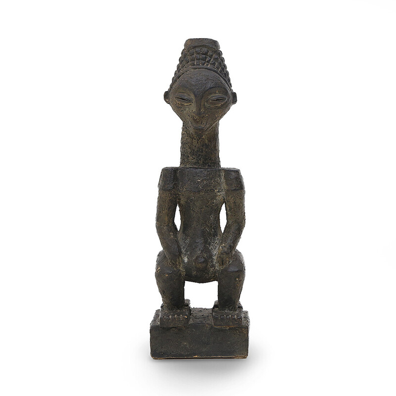 Estatua vintage de cerámica de inspiración africana, 1960