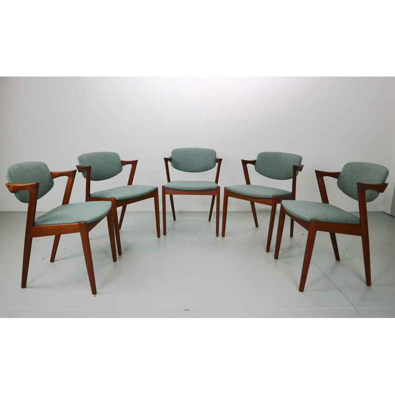 Lot de 5 chaises à repas vintage modèle 42 par Kai Kristiansen pour Schou Andersen Møbelfabrik, Danemark 1960