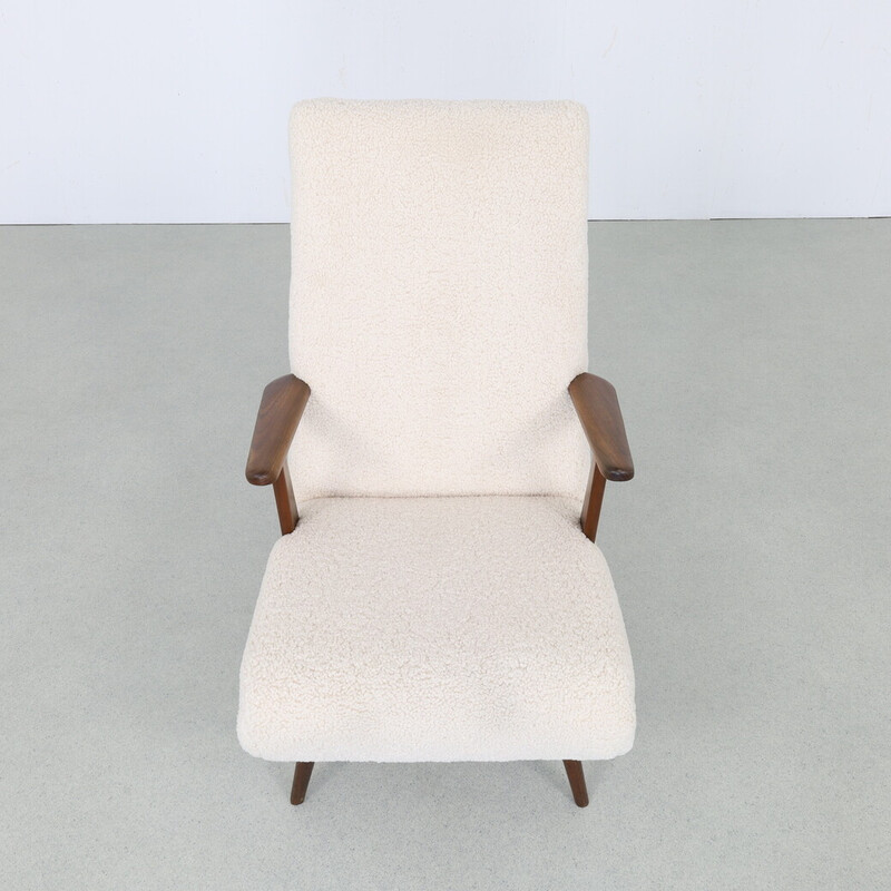 Vintage Teddy armchair in teak and fabric, 1960