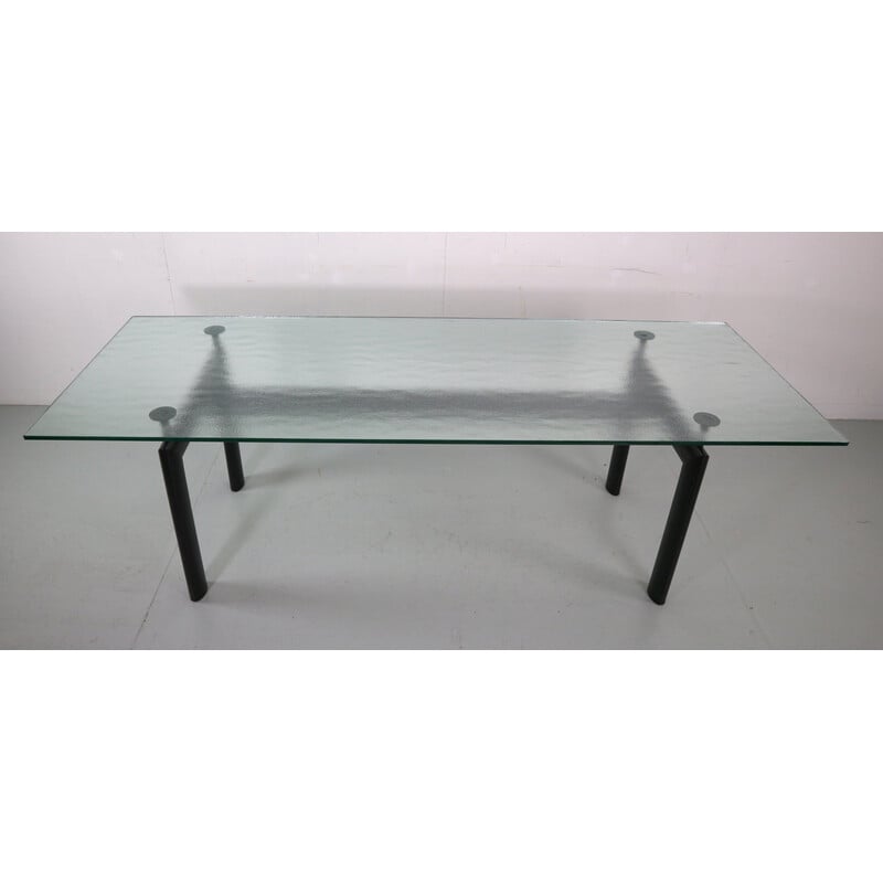 Vintage "LC6" glass dining table by Le Corbusier for Cassina, Italy 1970