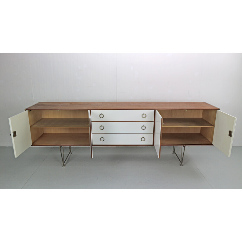 Vintage high sideboard in teak and brass by William Watting for Fristho, Denmark 1950