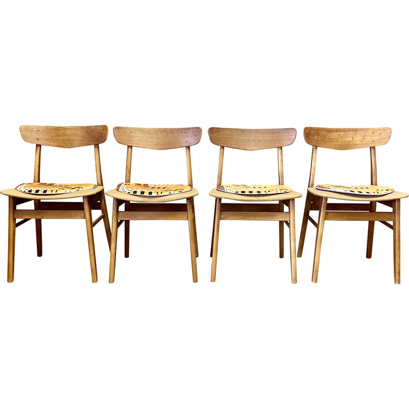 Set of 4 vintage teak chairs, 1950