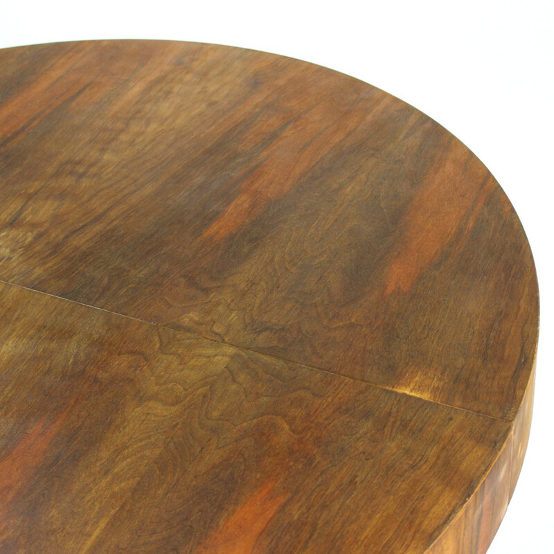 Round dining table in walnut by Jitona - 1960s