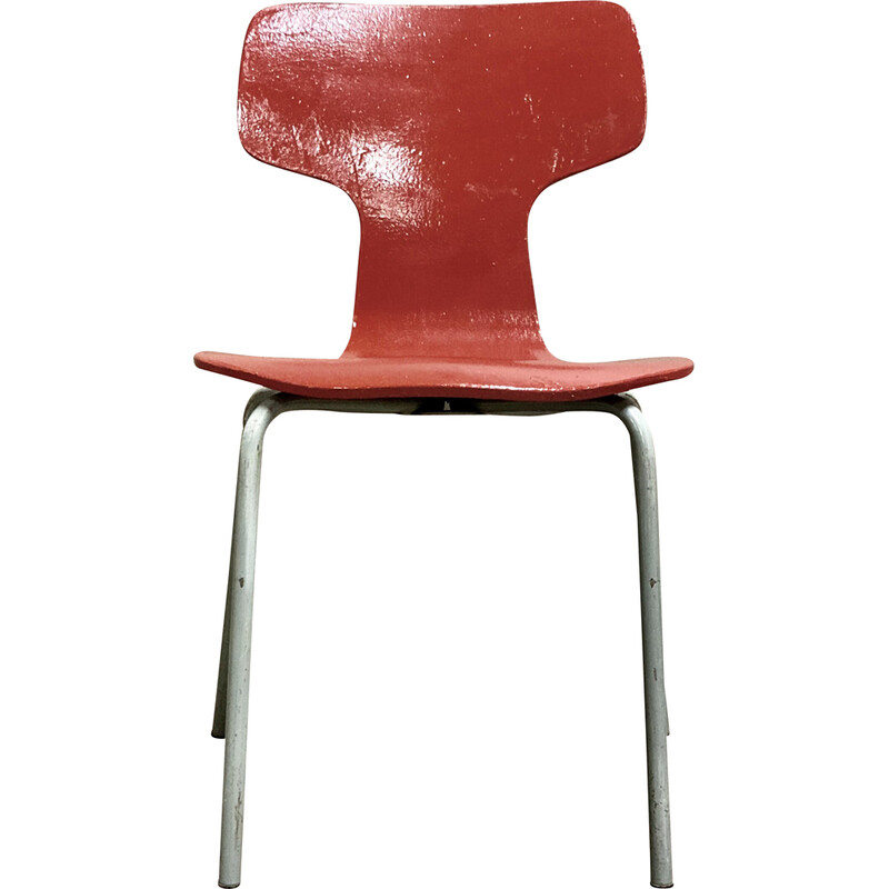 Cadeiras de criança vintage em madeira e metal de Arne Jacobsen para Fritz Hansen, 1960