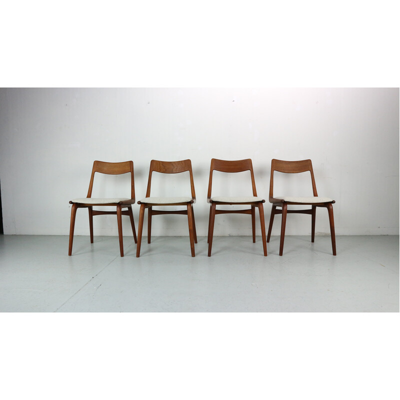 Conjunto de 4 cadeiras Boomerang vintage em teca de Alfred Christensen, Dinamarca