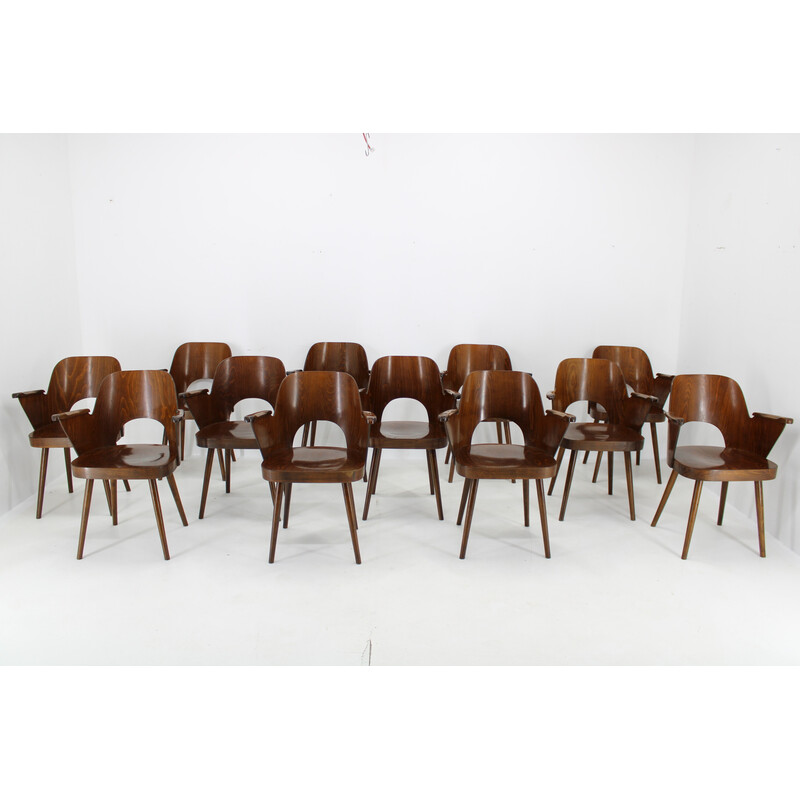 Lot de 12 chaises vintage en bois de hêtre par Oswald Haerdtl pour Ton, Tchécoslovaquie 1960