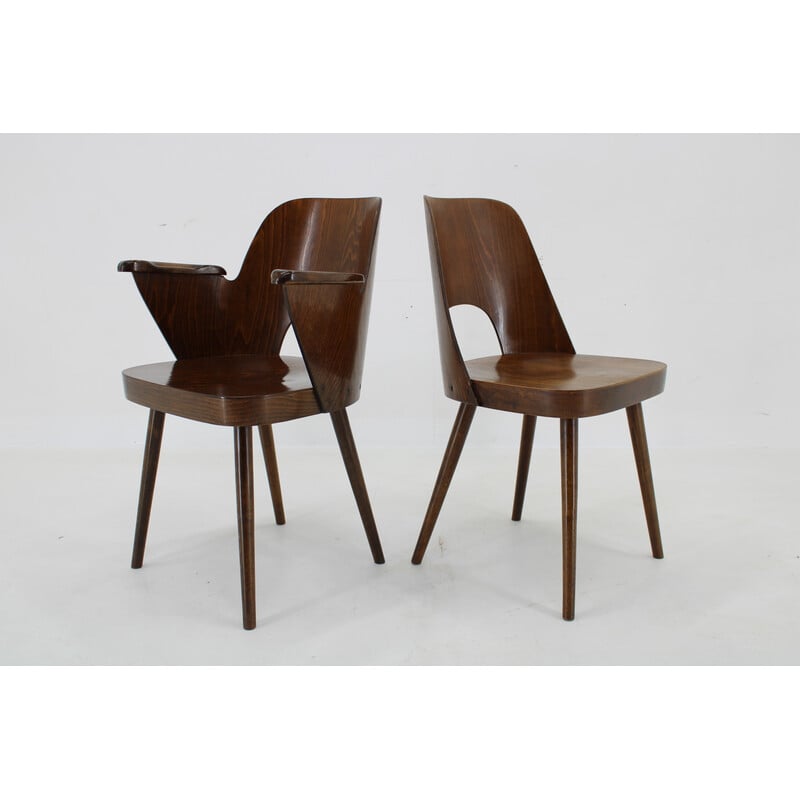 Conjunto de 6 cadeiras de jantar vintage em madeira de faia de Oswald Haerdtl para Ton, Checoslováquia 1960