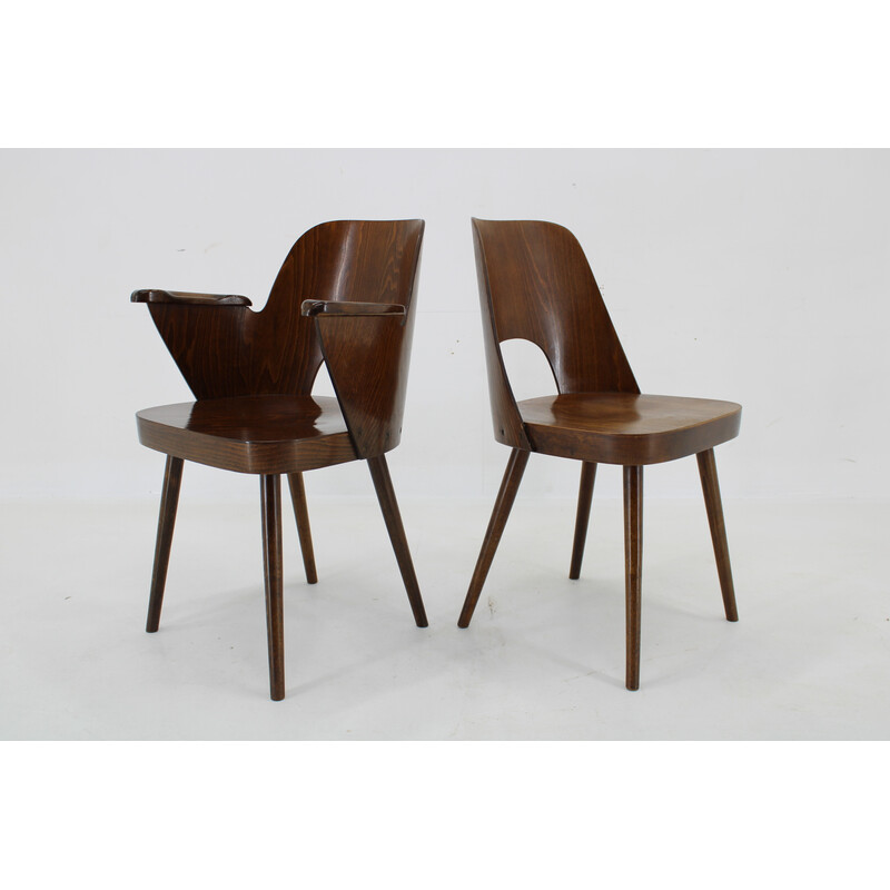 Set of 6 vintage beech wood dining chairs by Oswald Haerdtl for Ton, Czechoslovakia 1960