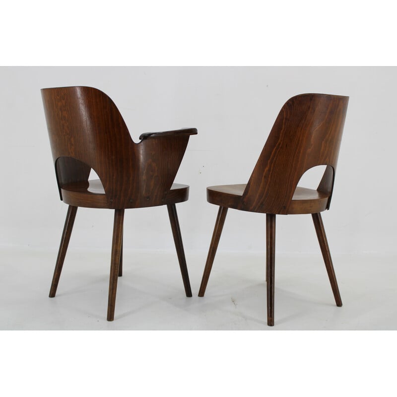 Ensemble de 6 chaises à repas vintage en bois de hêtre par Oswald Haerdtl pour Ton, Tchécoslovaquie 1960