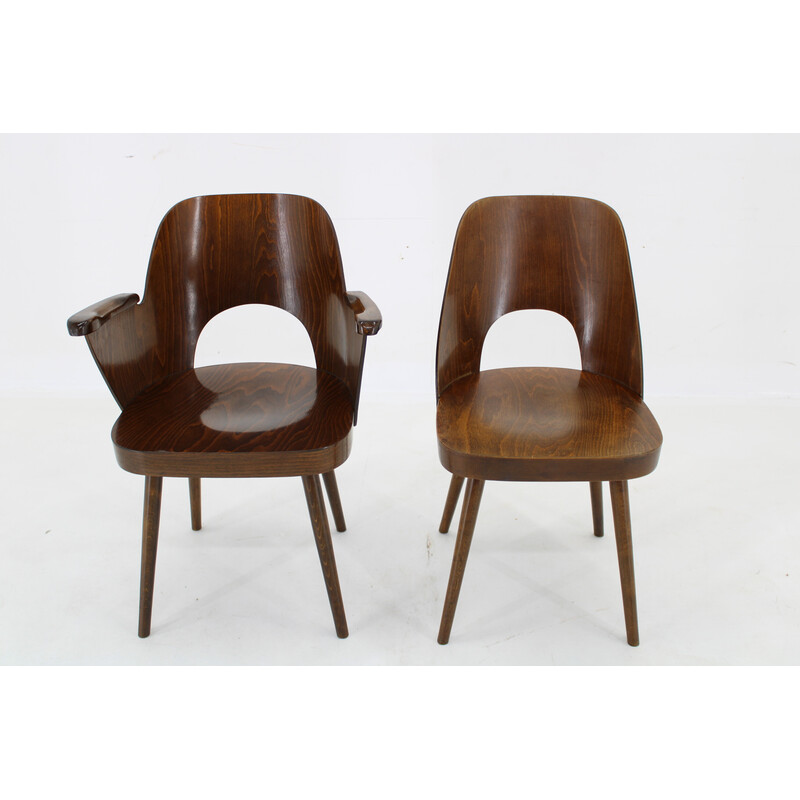Conjunto de 6 cadeiras de jantar vintage em madeira de faia de Oswald Haerdtl para Ton, Checoslováquia 1960