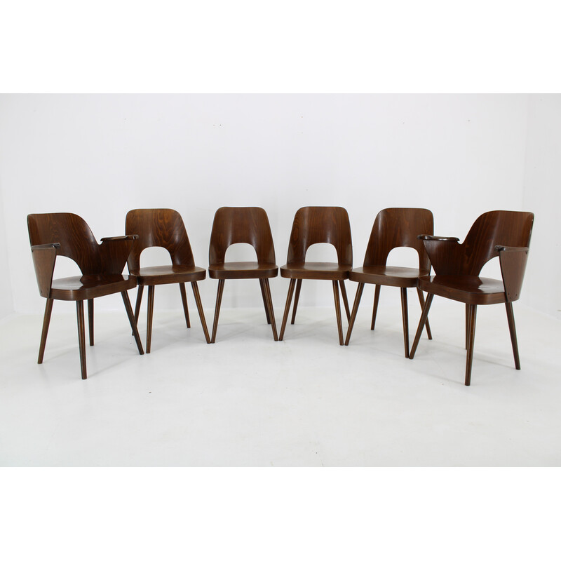 Set of 6 vintage beech wood dining chairs by Oswald Haerdtl for Ton, Czechoslovakia 1960