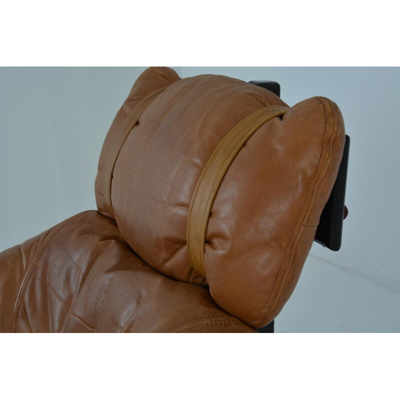 Brown leather armchair by Gérard Van Den Berg for Montis - 1970s