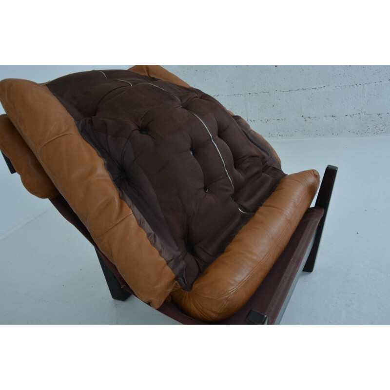 Brown leather armchair by Gérard Van Den Berg for Montis - 1970s