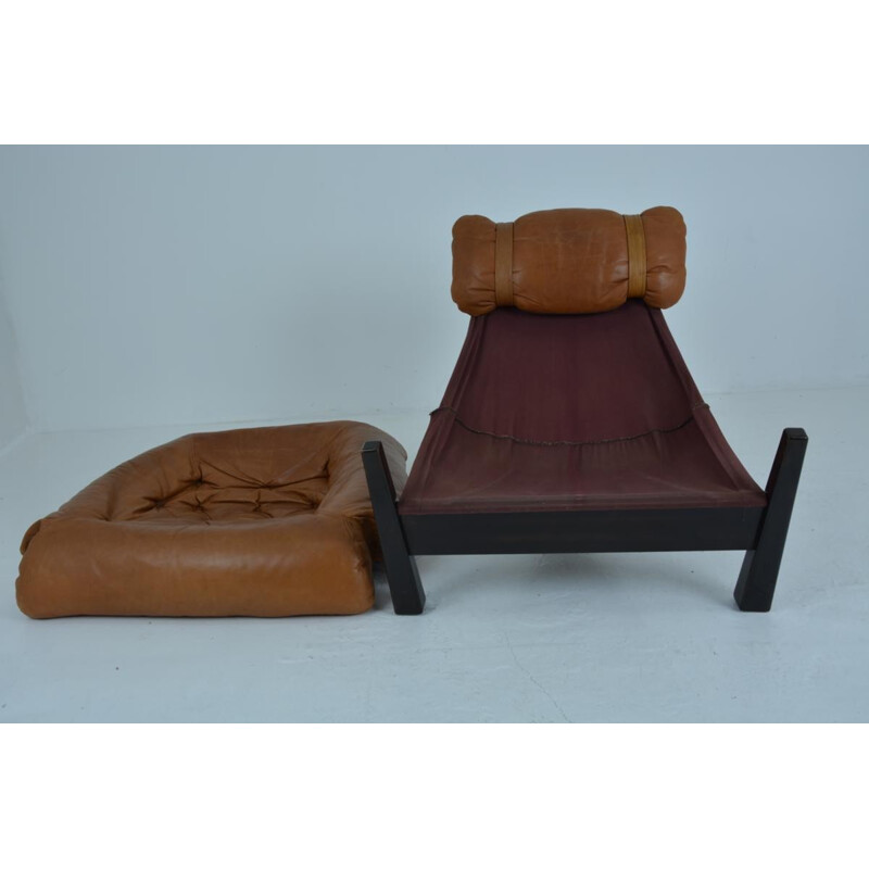 Brown leather armchair by Gérard Van Den Berg for Montis - 1970s