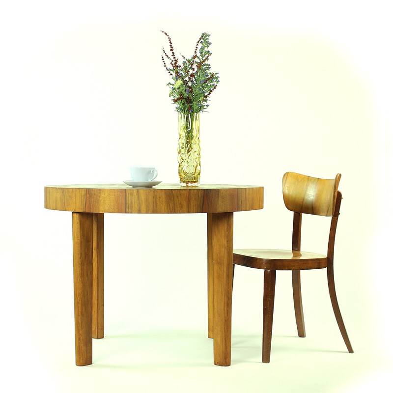 Round dining table in walnut by Jitona - 1960s