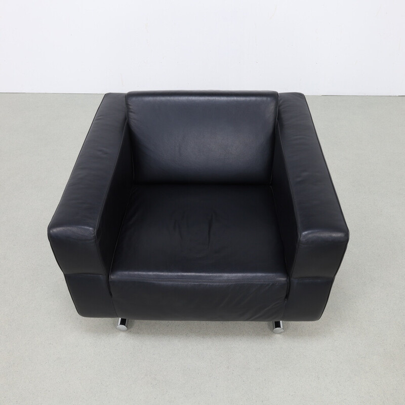 Vintage leather and chrome armchair for Molinari, 1990