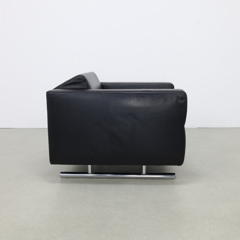 Vintage leather and chrome armchair for Molinari, 1990