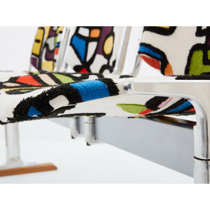 Vintage metal and fabric bench by Giancarlo Piretti for Anonima Castelli, Italy 1970