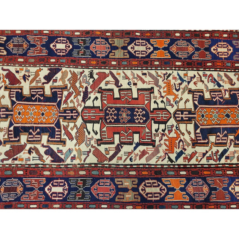 Vintage "Kilim sumak" rug in wool and silk, Türkiye 1960