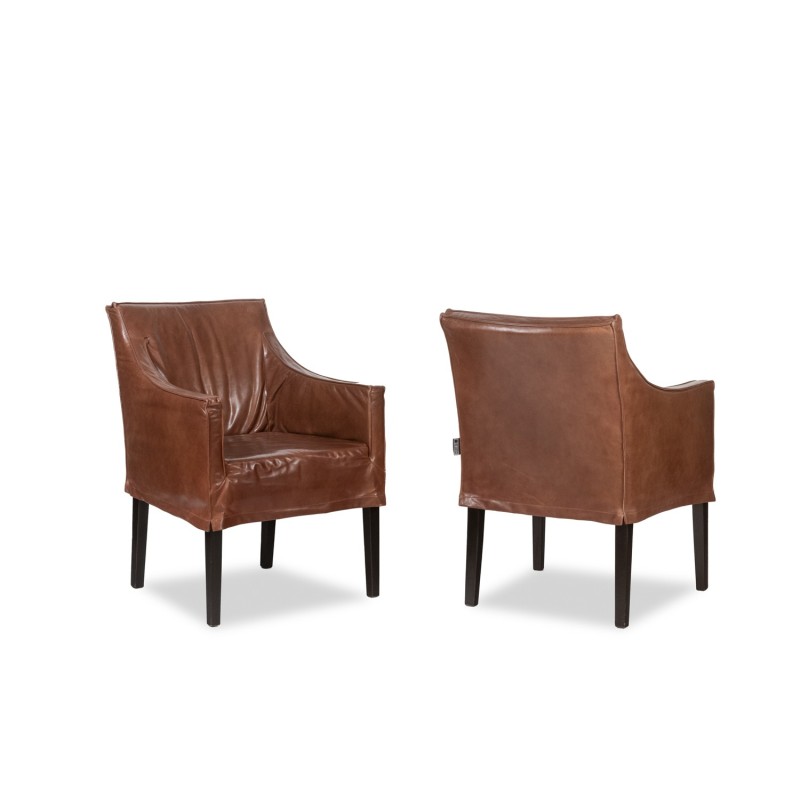 Pair of vintage Lintello armchairs in camel leather, Netherlands 1970