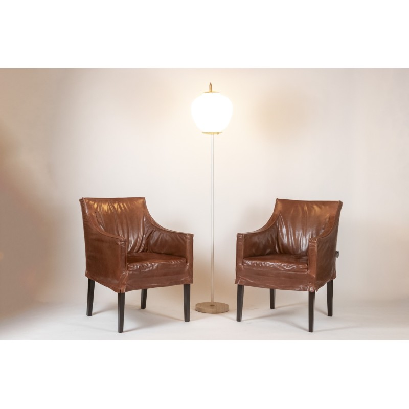 Pair of vintage Lintello armchairs in camel leather, Netherlands 1970