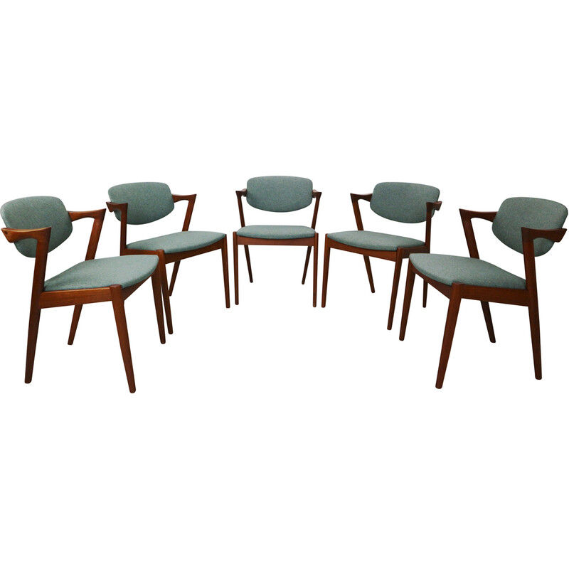 Lot de 5 chaises à repas vintage modèle 42 par Kai Kristiansen pour Schou Andersen Møbelfabrik, Danemark 1960